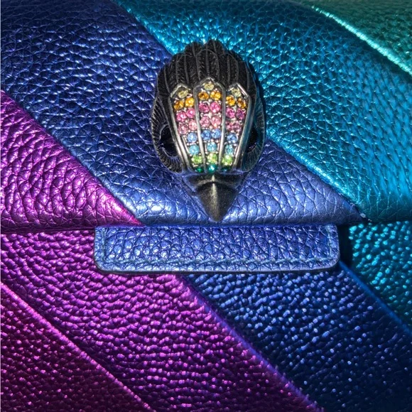 Kurt Geiger Iridescent Chevron Shoulder Bag in Purple, Blue, Teal, Silver, Gold - Picture 5 of 6
